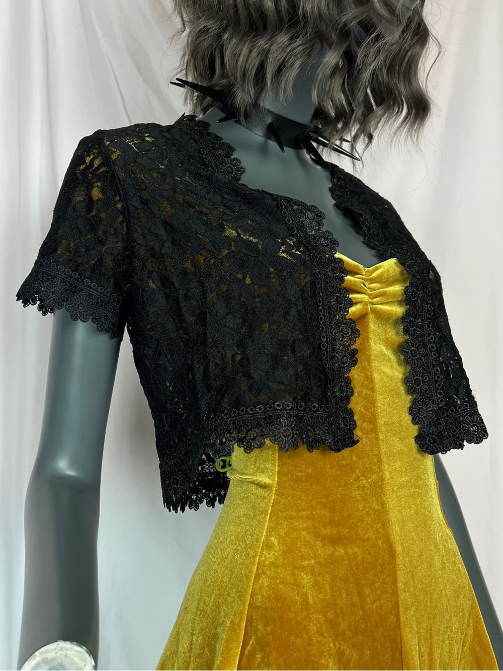 Black Floral Lace Open Front Cropped Bolero Shrug Top